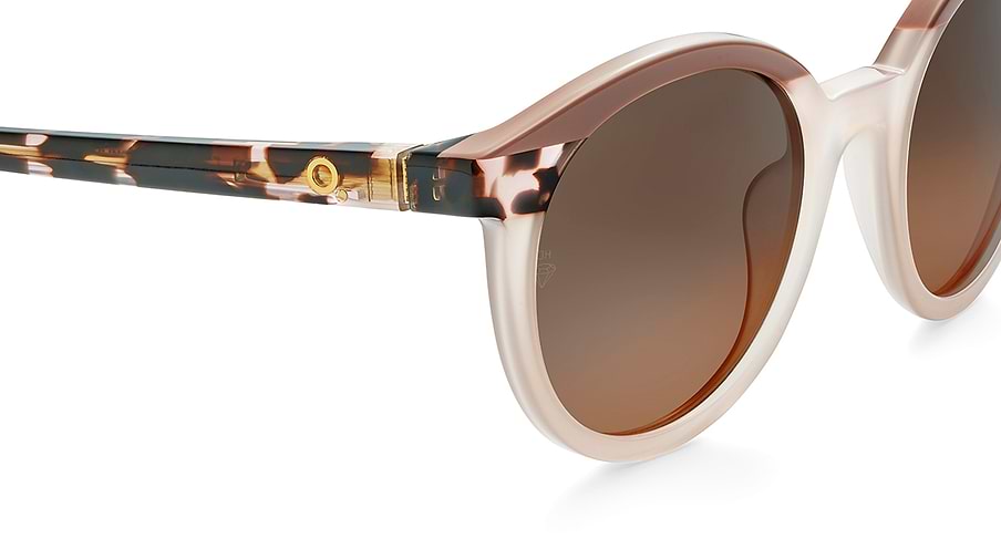 Das Bild zeigt die Sonnenbrille EIXAMPLE PKHV von der Marke Etnia Barcelona in rosa matt/havanna.